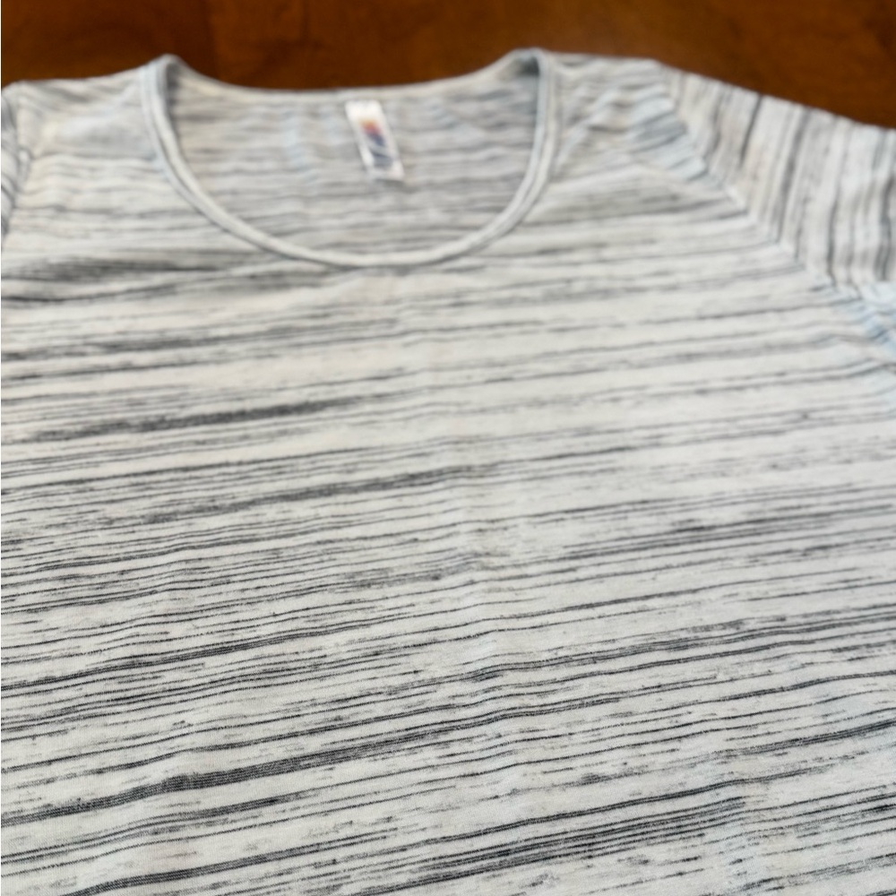 LuLaRoe Striped Gray and White T-Shirt